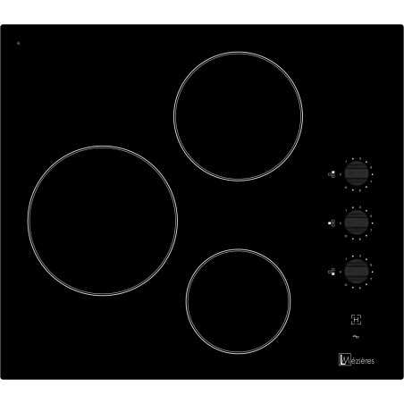 MÉZIÈRES TABLE DE CUISSON VITROCÉRAMIQUE 3 ZONES 5,3KW MANETTE