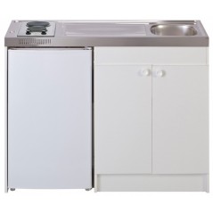 KITCHENETTE EVIER INOX REVERSIBLE 1 CUVE 140CM DOMINO ELEC MEUBLE 2 PORTES FRIGO 4*