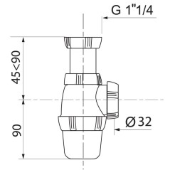 Siphon de lavabo dia 32mm reglable hauteur Wirquin