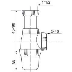 Siphon d'evier dia 40mm reglable hauteur Wirquin