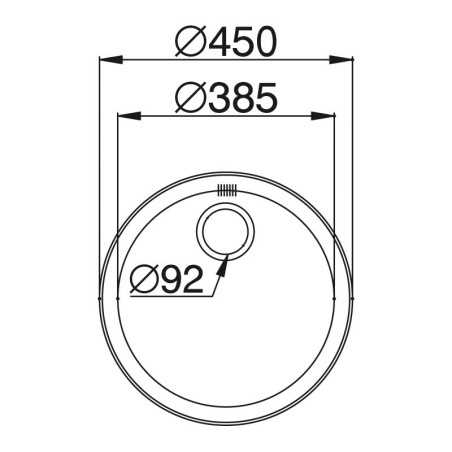 Evier cuve ronde dia45cm inox a encastrer