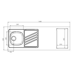 Dessus évier cuisinette 1 cuve l160 cm emplacement domino