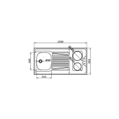 Dessus évier cuisinette électrique largeur 120 cm avec vidage complet