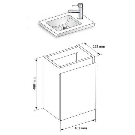 Lave mains blanc brillant reversible