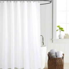 Rideau de douche textile blanc uni 100 % polyester l 180 x h 200