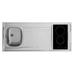 Kitchenette 140cm plaque vitrocéramique auto-stop frigo 55cm