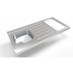 Évier inox cuisinette 120cm sans domino reversible iseo