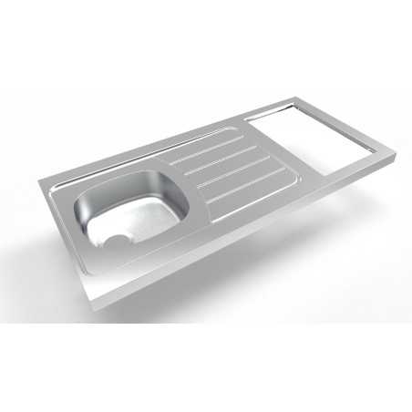 Évier inox cuisinette 120cm sans domino reversible iseo