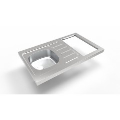 Évier inox cuisinette 100cm sans domino reversible iseo