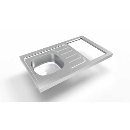 Évier inox cuisinette 100cm sans domino reversible iseo