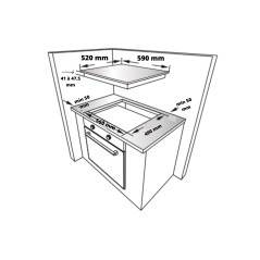 Table vitroceramique 4feux manettes 6kW