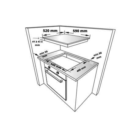 Table vitroceramique 4feux manettes 6kW