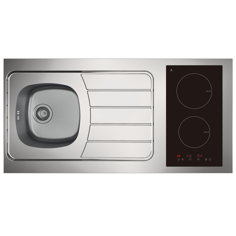 Evier inox reversible 1 cuve 120 cm domino induction