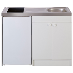 Kitchenette 120cm domino induction manette meuble 2 portes frigo