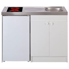 Kitchenette 120cm domino vitrocéramique manette meuble 2 portes frigo