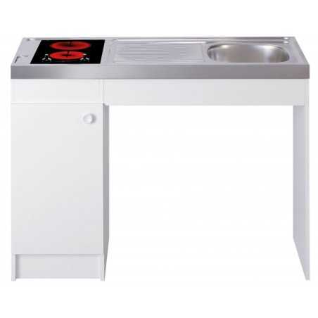 Kitchenette PMR 120cm domino vitrocéramique manette sans réfrigérateur